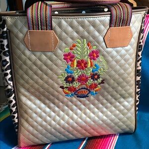 Consuela Embroidered Gold Tote Bag